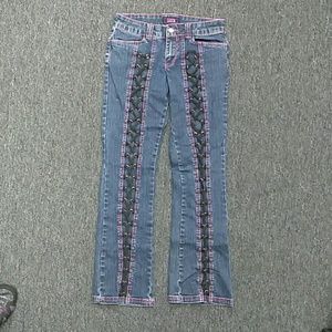 sz. 5/6 Crest Jean Lace up front Pink Stitching